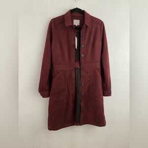 A Loves A Dress Faux Suede Burgundy Long Sleeve Size Large